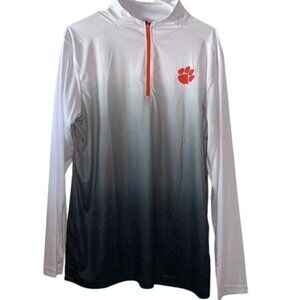 Colosseum Mens L Long Sleeve Gradient Quarter-Zip Pullover Polyester Orange/Whit